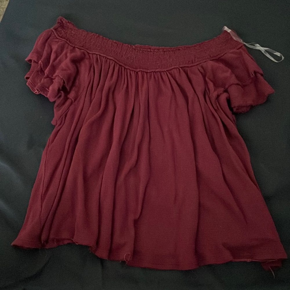 Ruffled off the shoulder top